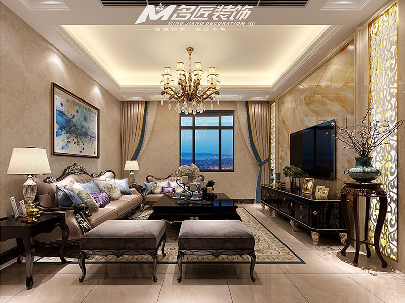 揭阳市博雅苑A区轻奢风格平层装修案例